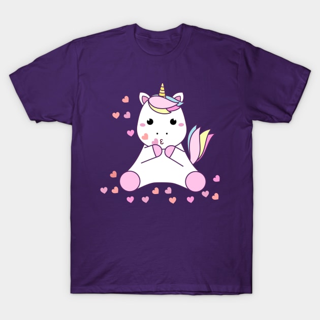 Baby unicorn and kisses T-Shirt by grafart